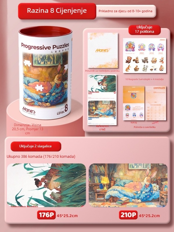 Dječja papirnata slagalica s umjetničkom ilustracijom, uzrast 4-6 godina, DIY prilagodba dostupna