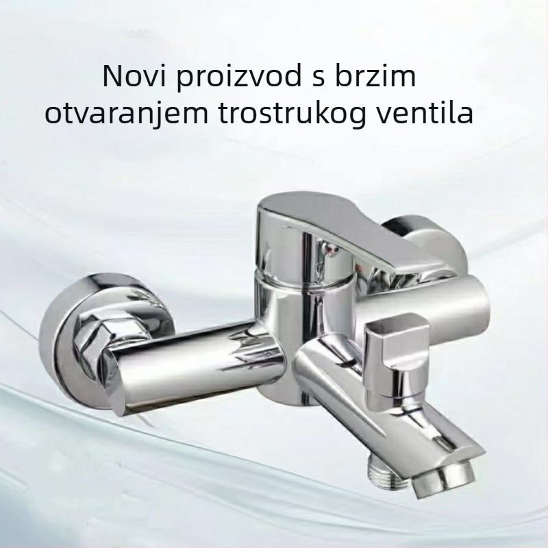 Set slavina za kadu od nehrđajućeg čelika s trostrukim miješanjem, skrivene ugradnje, model 9105, radni tlak 0,8 MPa, topla voda 90°C, hladna voda 1°C