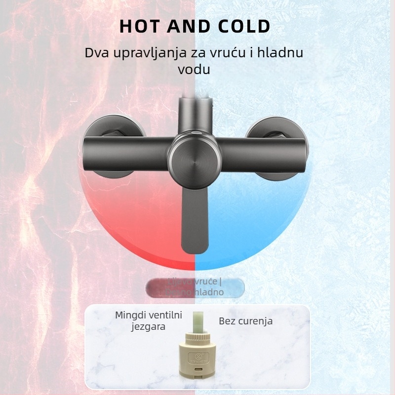 Zidni električni kuhinjski faucet s keramičkim jezgrom ventila, nehrđajući čelik s brušenim završnim slojem, model YLP-F012