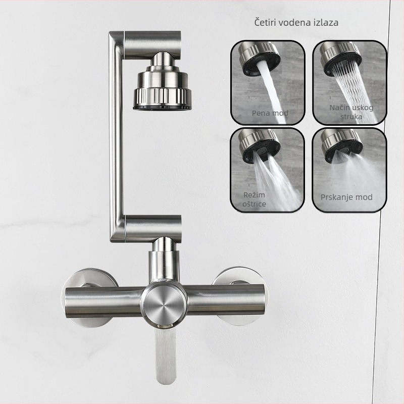 Zidni električni kuhinjski faucet s keramičkim jezgrom ventila, nehrđajući čelik s brušenim završnim slojem, model YLP-F012