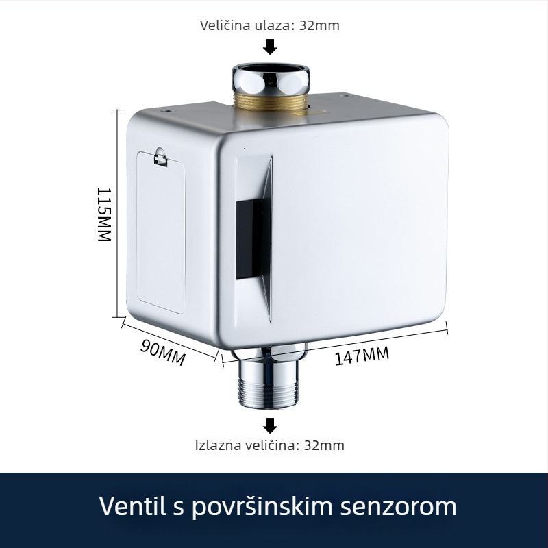 Automatski infracrveni senzor za ispiranje WC-a, model 123, napajanje DC, izlaz G1/2, vrijeme ispiranja 10 s, materijal bakar
