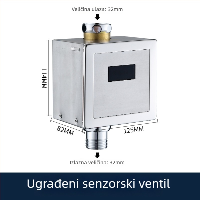 Automatski infracrveni senzor za ispiranje WC-a, model 123, napajanje DC, izlaz G1/2, vrijeme ispiranja 10 s, materijal bakar