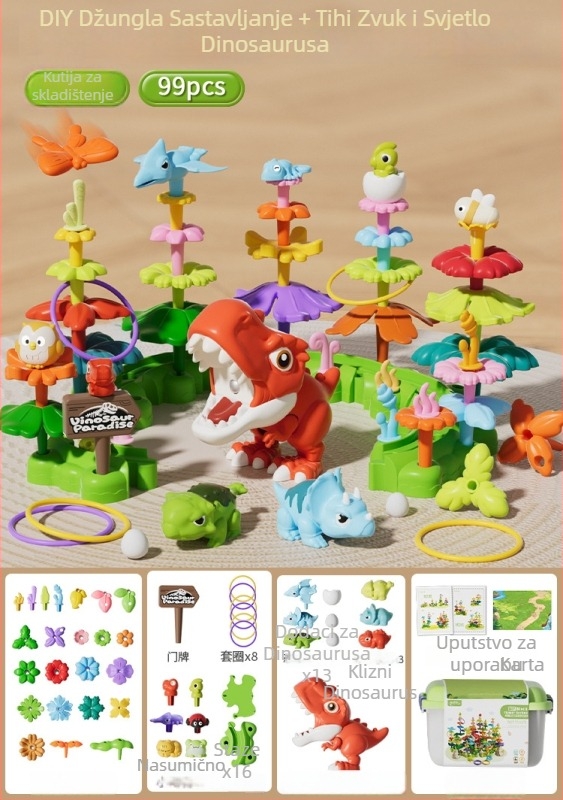 3D puzzle za djecu — DIY vrtni tematski plastični blok set, kutija za pohranu, uzrast 4–6 godina