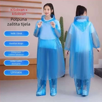 Kišni mantil-pončo s podijeljenim dizajnom, debela tkanina, za odrasle, pakirano u torbu