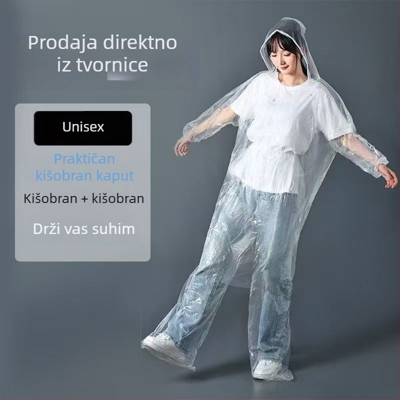 Kišni mantil-pončo s podijeljenim dizajnom, debela tkanina, za odrasle, pakirano u torbu