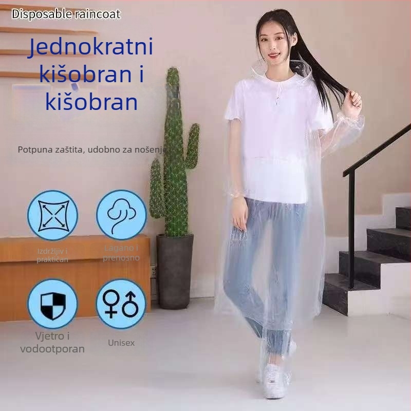 Kišni mantil-pončo s podijeljenim dizajnom, debela tkanina, za odrasle, pakirano u torbu