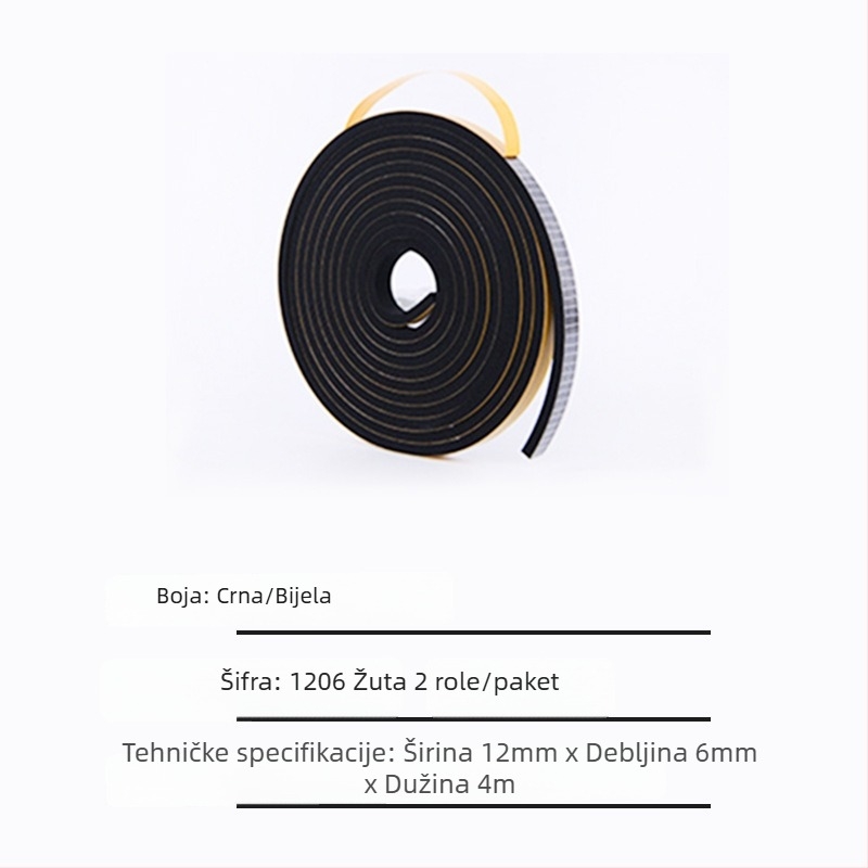 Traka za brtvljenje od kloroprenske gumе – samoljepljiva, otporna na habanje, zvučna izolacija, brtvljenje protiv vjetra i kiše (Model SJ1502)