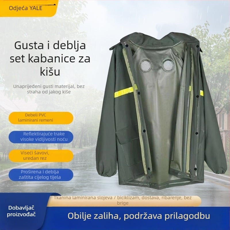 Set kabanice i hlača za motocikl, poludužine, vodootporna pletena tkanina s PVC ljepilnim slojem, prilagodljivo