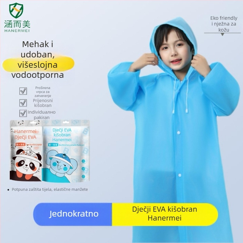 Dječji EVA kišni pončo – produženi dizajn, višekratna upotreba, sve-u-jednom zaštita za planinarenje