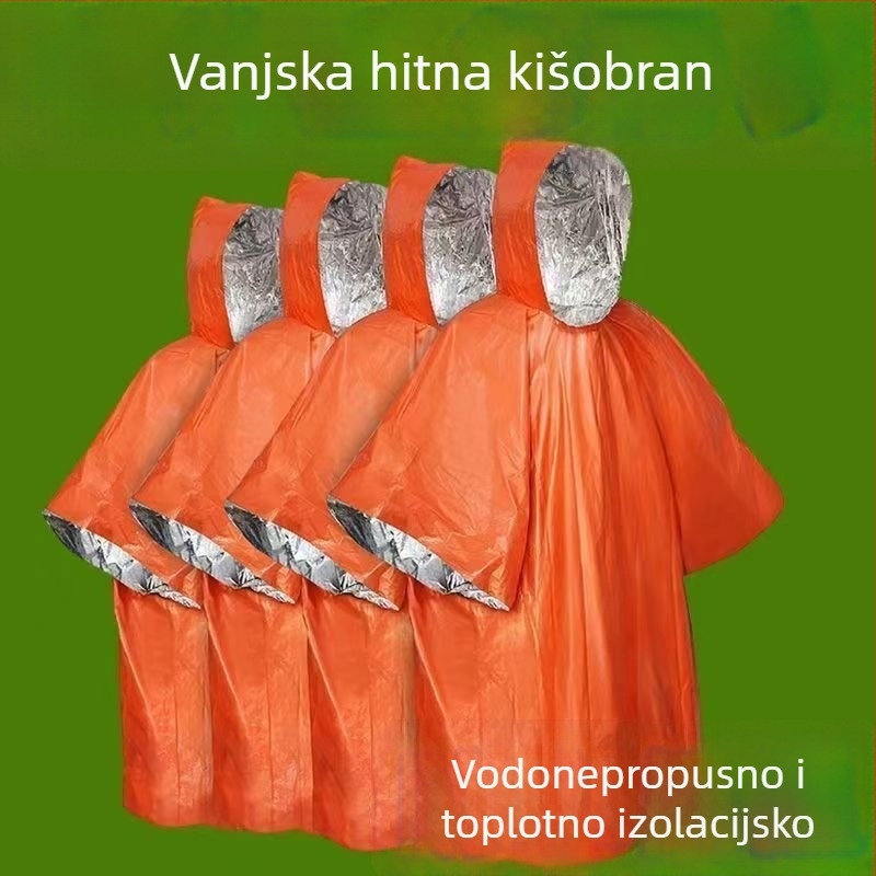 Pončo za kišu s aluminijskom folijom za planinarenje - za odraslu osobu, 1 osoba, standardne debljine, kampiranje