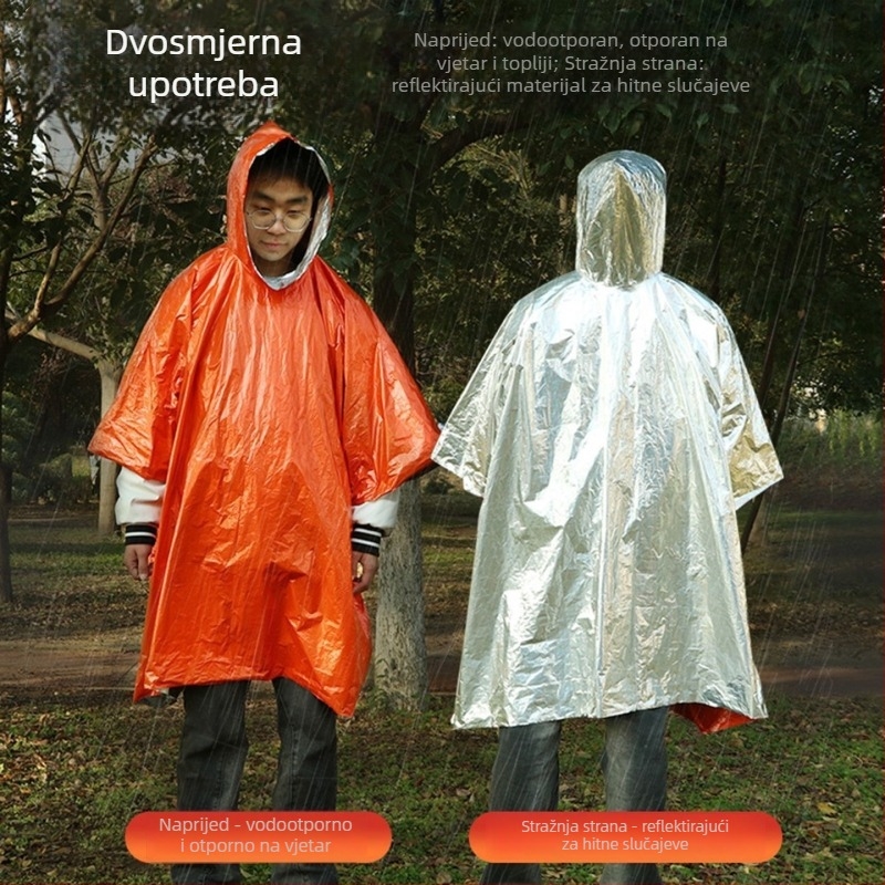 Pončo za kišu s aluminijskom folijom za planinarenje - za odraslu osobu, 1 osoba, standardne debljine, kampiranje