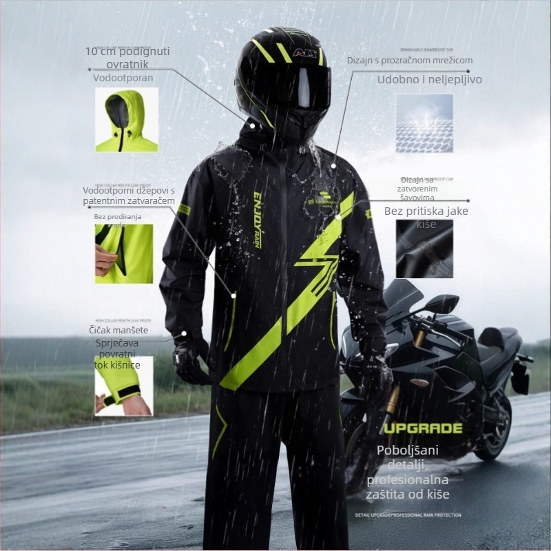 Podijeljeno odijelo za kišu za vozače s debelim kišnim hlačama za motocikl/e-bike
