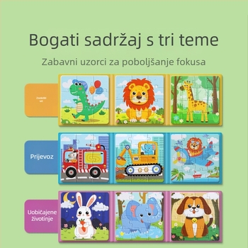 Magnetska slagalica za djecu, plosna slagalica 4-6 godina (Materijal: magnetski; Kategorija: plosna slagalica; Tema: zoološki vrt, uobičajene životinje, prijevoz)