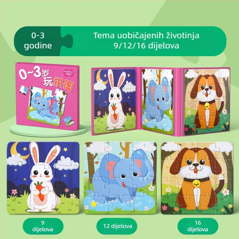 Magnetska slagalica za djecu, plosna slagalica 4-6 godina (Materijal: magnetski; Kategorija: plosna slagalica; Tema: zoološki vrt, uobičajene životinje, prijevoz)