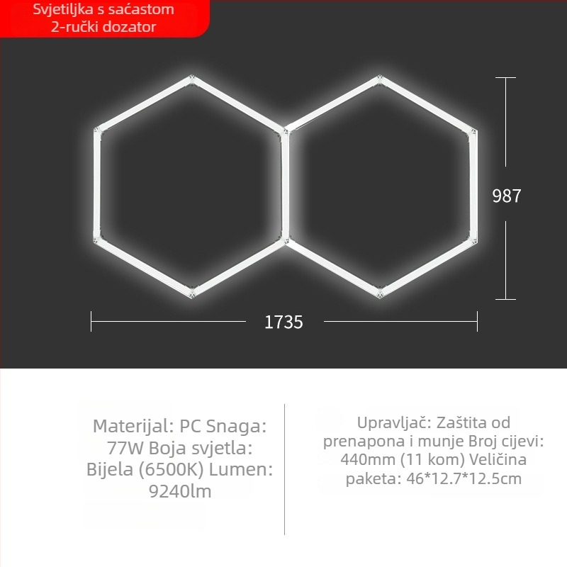 LED svjetiljka za automehaničarski prostor s pčelinjom mrežom, 220V, 6W/20W, vodootporna, 155 lm/W