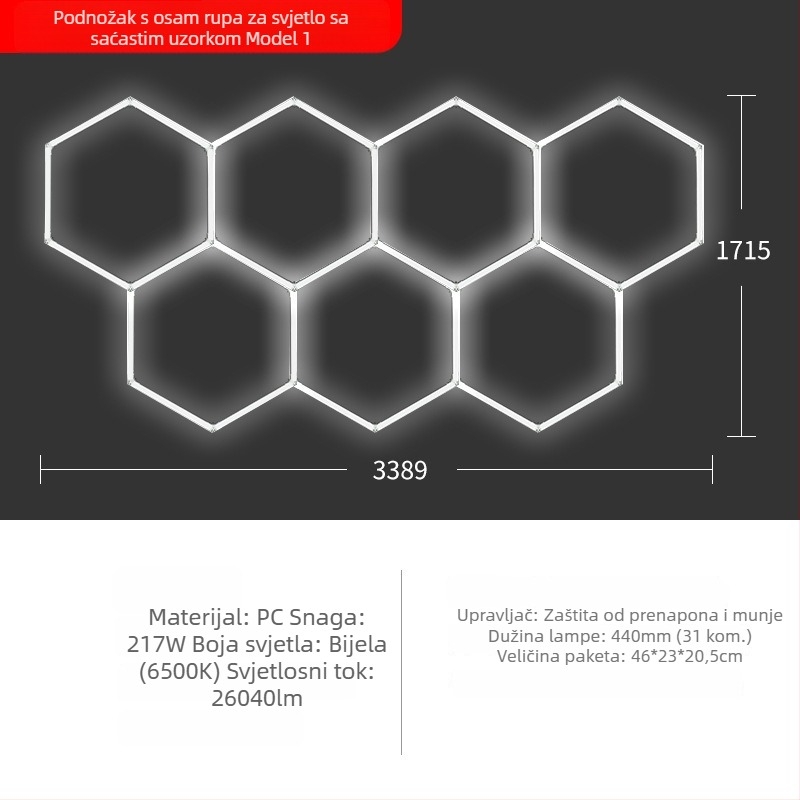 LED svjetiljka za automehaničarski prostor s pčelinjom mrežom, 220V, 6W/20W, vodootporna, 155 lm/W
