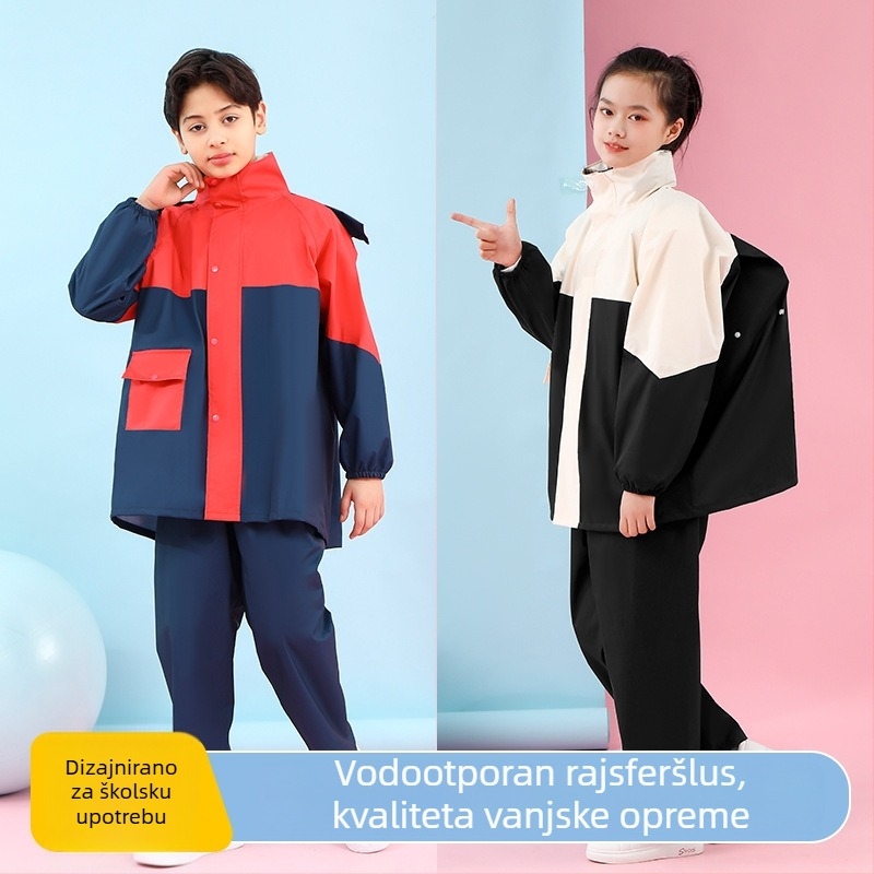Dječji dvodijelni kišni komplet – odvojeni kaput i hlače, za djecu, PVC vodootporan, debljina tkanine 0,016 cm, mogućnost logotipa