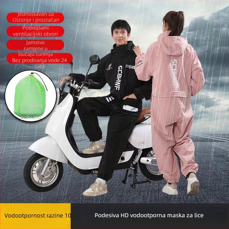 Odrasli potpuno vodootporni kišni pončo za vožnju električnim biciklom i motociklom, prozračan.