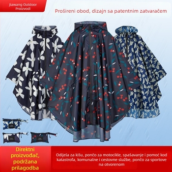 Kišni pončo za odrasle, kaput-stil, biciklistički pončo, poliester-tafta, PU vodootporni sloj