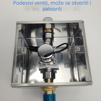 Senzorski ventil za ispiranje za zidne urinare i squat WC-ove, model 8060ab, napajanje AC/DC, tlak vode 0,2–0,6 MPa, vrijeme ispiranja 6 s, nehrđajući čelik