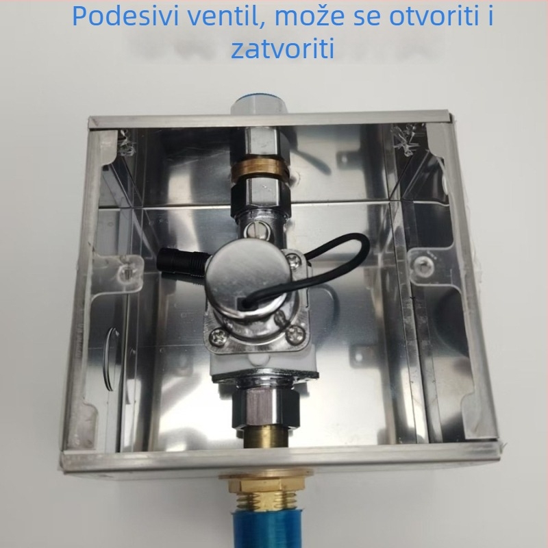 Senzorski ventil za ispiranje za zidne urinare i squat WC-ove, model 8060ab, napajanje AC/DC, tlak vode 0,2–0,6 MPa, vrijeme ispiranja 6 s, nehrđajući čelik