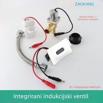 Zaokang senzor urinarni ventil s integriranim IR-om, potpuno automatsko ispiranje, DC napajanje, materijal mesing/nerđajući čelik