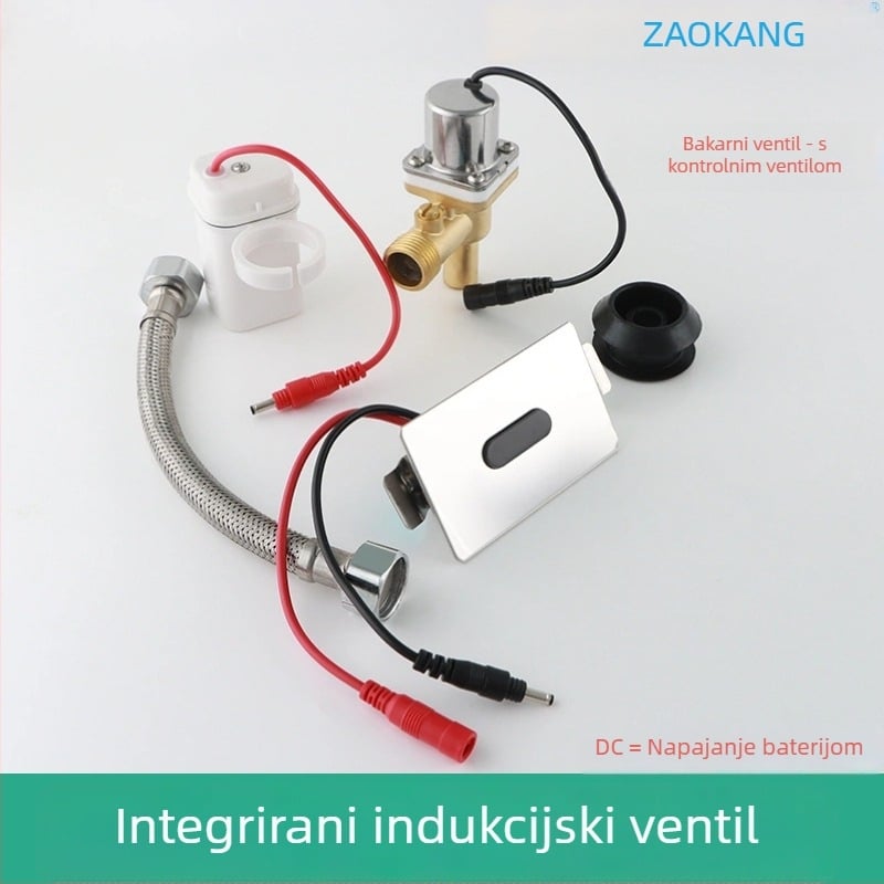 Zaokang senzor urinarni ventil s integriranim IR-om, potpuno automatsko ispiranje, DC napajanje, materijal mesing/nerđajući čelik