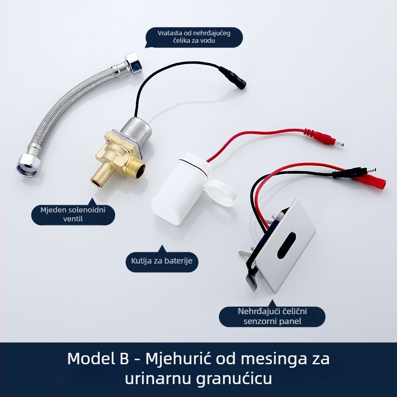 Zaokang senzor urinarni ventil s integriranim IR-om, potpuno automatsko ispiranje, DC napajanje, materijal mesing/nerđajući čelik