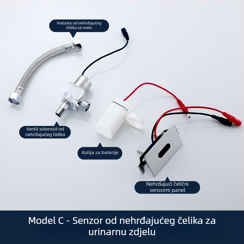 Zaokang senzor urinarni ventil s integriranim IR-om, potpuno automatsko ispiranje, DC napajanje, materijal mesing/nerđajući čelik