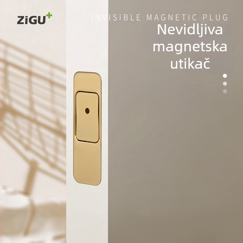 Skriveni magnetski zatvarač za drvena vrata – model CX01, tip zatvarača A, materijal cinkova legura, površinska obrada elektroplating, stil moderni minimalistički