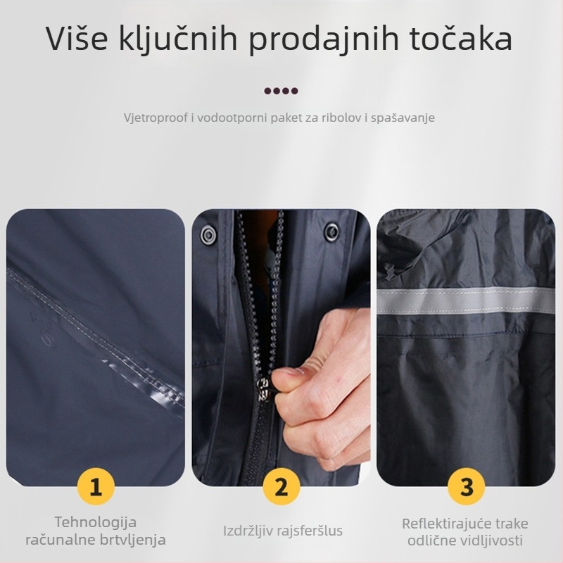 Podijeljeni kišni pončo, debela PVC tkanina, za odrasle