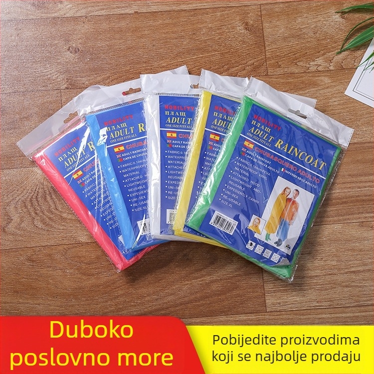 Jednokratno kišno pončo za odrasle, PE tkanina, za planinarenje, prijenosno