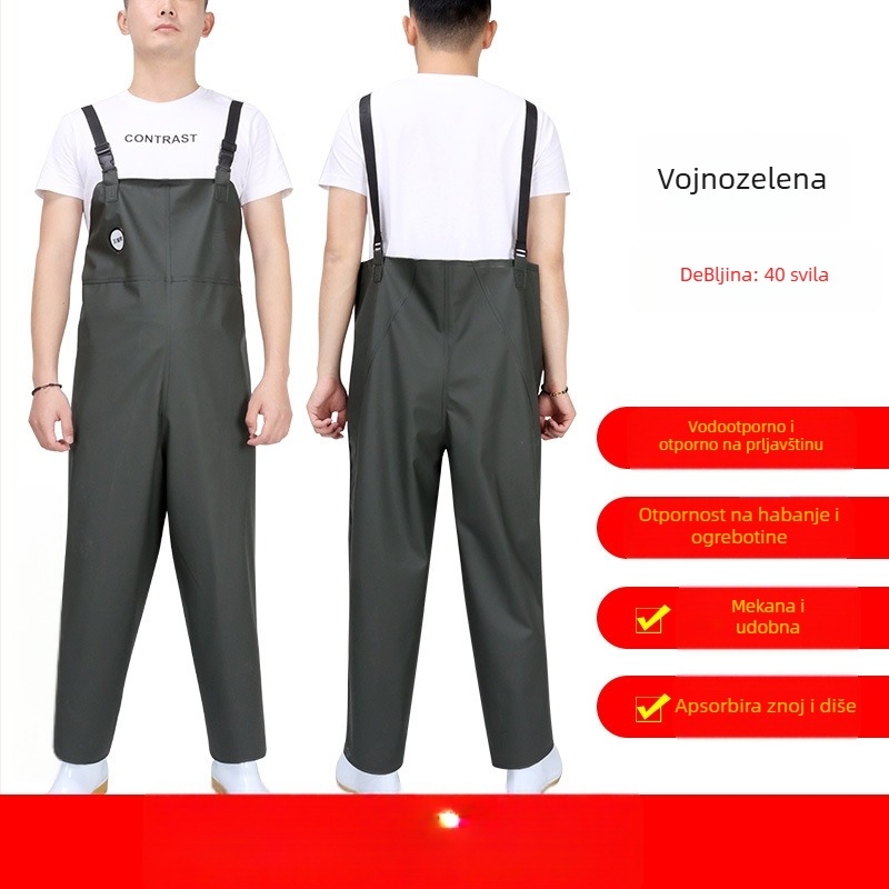 Odrasli jednoslojni kišni mantil s remenima — PVC tkanina, debeli sloj, zaštita za ribolov i akvakulturu, otisak loga, prilagodljivo