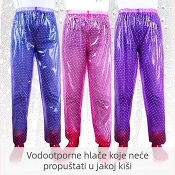 Unisex kišne hlače s polka točkama, PVC vodootporni sloj, kristalna tkanina, otisak logotipa