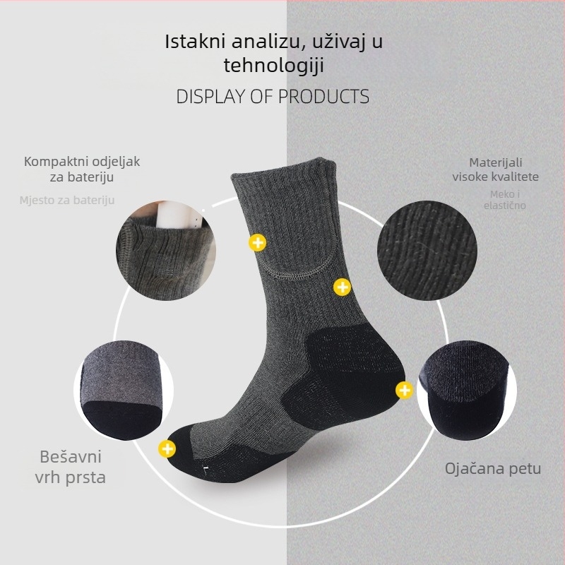 Električne čarape za grijanje stopala s podešavanjem temperature, USB grijanje, pamučni materijal, unisex, za ured i dom