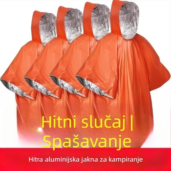 Planinski pončo u stilu crtanog filma, PE aluminijska folija, uobičajene debljine, za odraslu osobu, za jednu osobu, vodootporan sloj PE ljepila