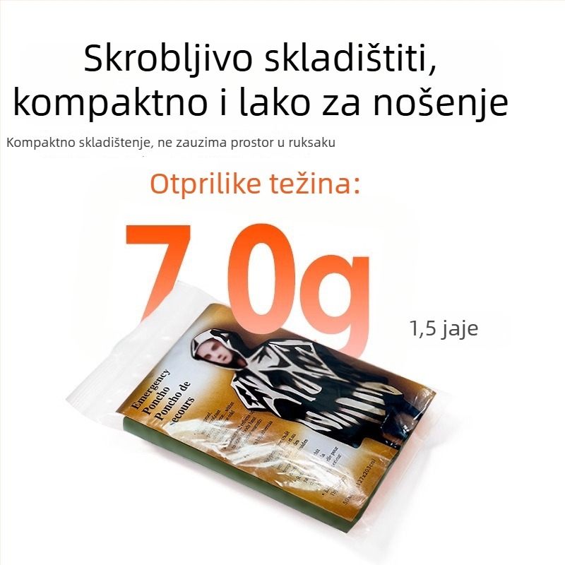 Planinski pončo u stilu crtanog filma, PE aluminijska folija, uobičajene debljine, za odraslu osobu, za jednu osobu, vodootporan sloj PE ljepila