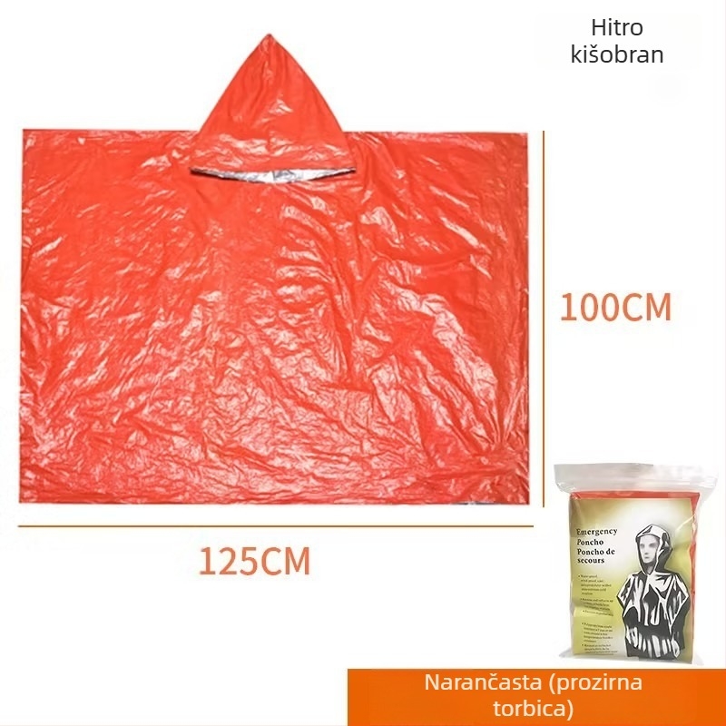 Planinski pončo u stilu crtanog filma, PE aluminijska folija, uobičajene debljine, za odraslu osobu, za jednu osobu, vodootporan sloj PE ljepila