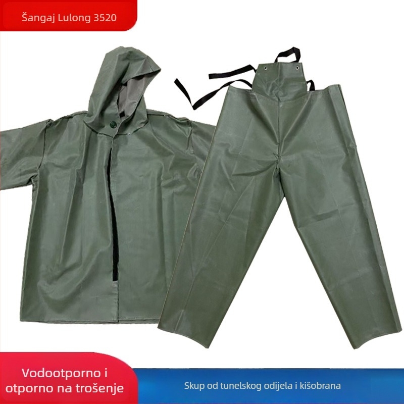 Kamenolomski kišni mantil od PVC-a s PU ljepilnim slojem, debeli gumeni materijal, otporan na kiseline i lužine, podijeljeni dizajn