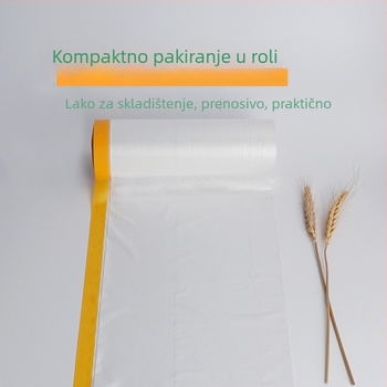 Folija za zaštitu pri bojama s papirnom pozadinom i PE materijalom za maskiranje i zaštitu od prašine (Debljina: 0.6–0.7 mm; Materijal: PE + japanski papir; Ljepljivi sustav: papirna podloga; Primjena: automobili, brodovi, vlakovi, kabine, namještaj)