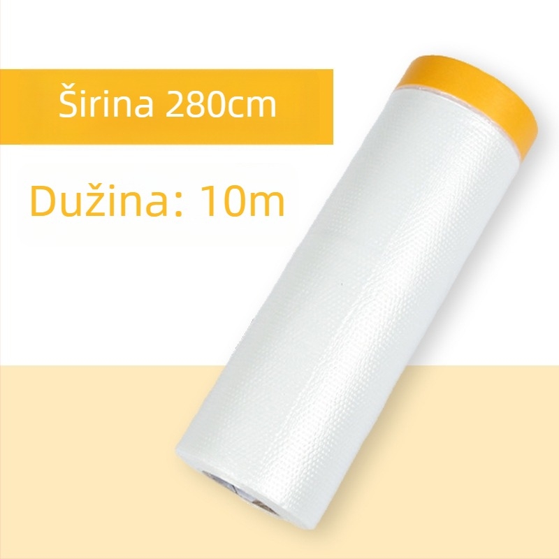 Folija za zaštitu pri bojama s papirnom pozadinom i PE materijalom za maskiranje i zaštitu od prašine (Debljina: 0.6–0.7 mm; Materijal: PE + japanski papir; Ljepljivi sustav: papirna podloga; Primjena: automobili, brodovi, vlakovi, kabine, namještaj)