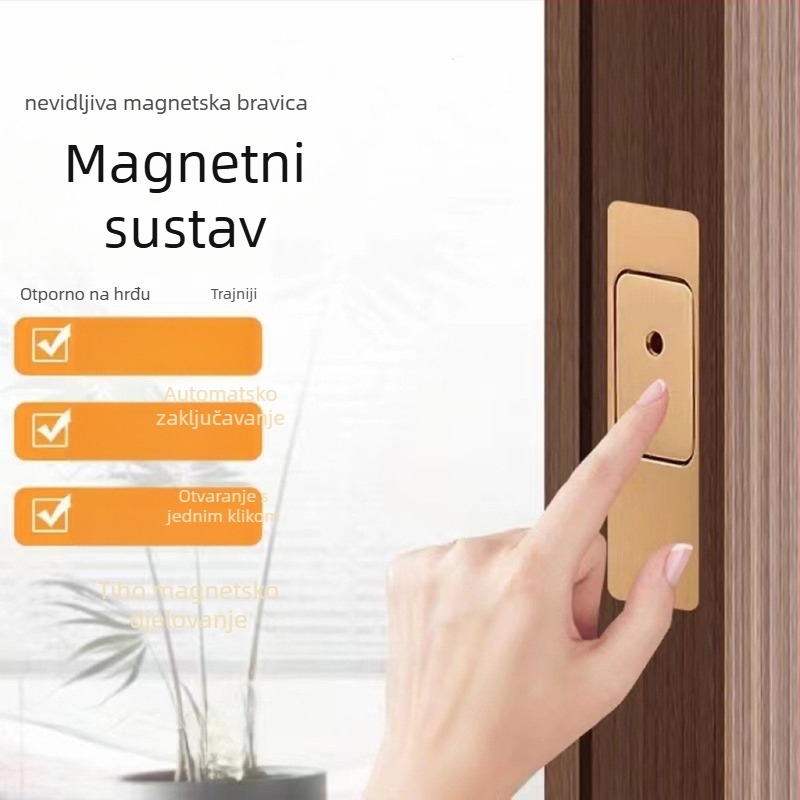 Skriti zasun za drvena vrata — cinkovo-legura, elektroplirano, TEYU, moderan minimalistički stil