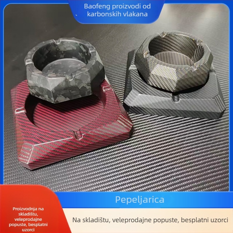 Baofeng pepeljara od karbonskih vlakana, model BZ026, minimalistički dizajn, s otiskom logotipa