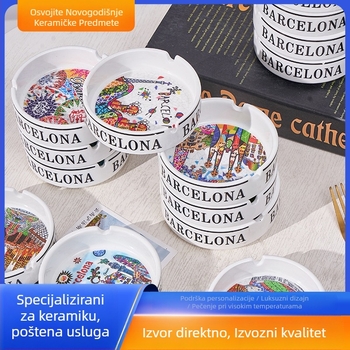 Keramički pepeljak, minimalistički i elegantan, kružnog oblika s dizajnom slova, prilagodljiv logo, veleprodaja za kućne i poslovne poklone