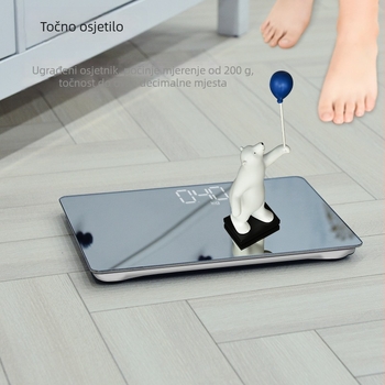Elektronička vaga s ogledalom, prijenosna, nosivost 180 kg, napajanje AA baterijama/ USB