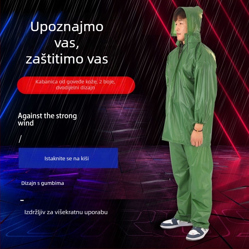 Debeli PVC kišni komplet s razdvojenim kaputom i hlačama, višekratna upotreba, za berbu čaja