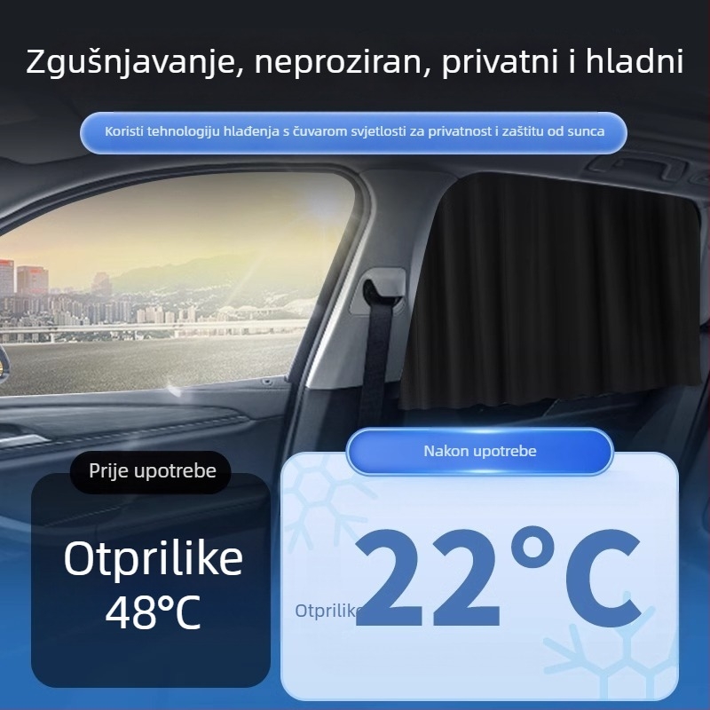 Auto zavjese za stražnje prozore automobila s tračnicom – zaštita od sunca i privatnost za stražnja sjedala