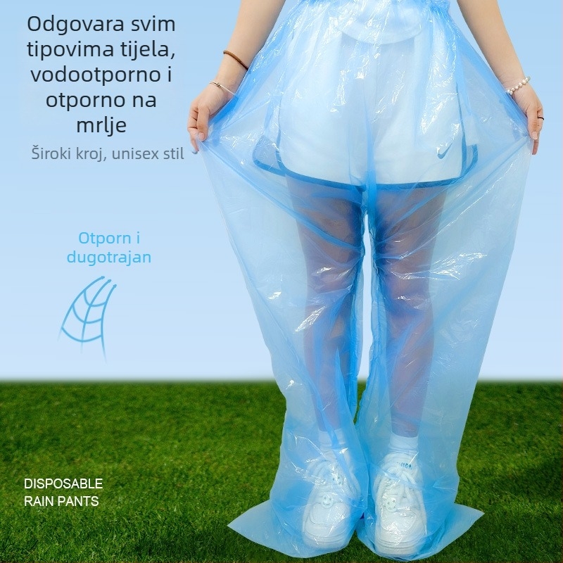 Jednokratne hlače za kišu za odrasle, PVC tkanina, vodootporne, pogodna kao biciklistički pončo