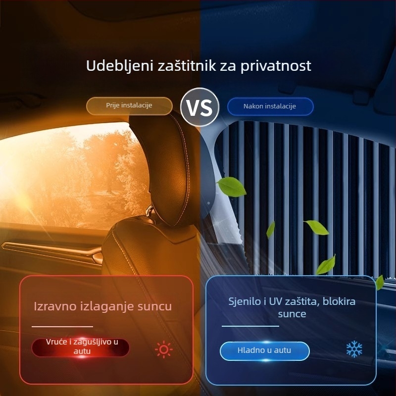 Auto zavjese i sjenilice — debele neprozirne, visići sustav montaže, univerzalno za automobile i terenska vozila