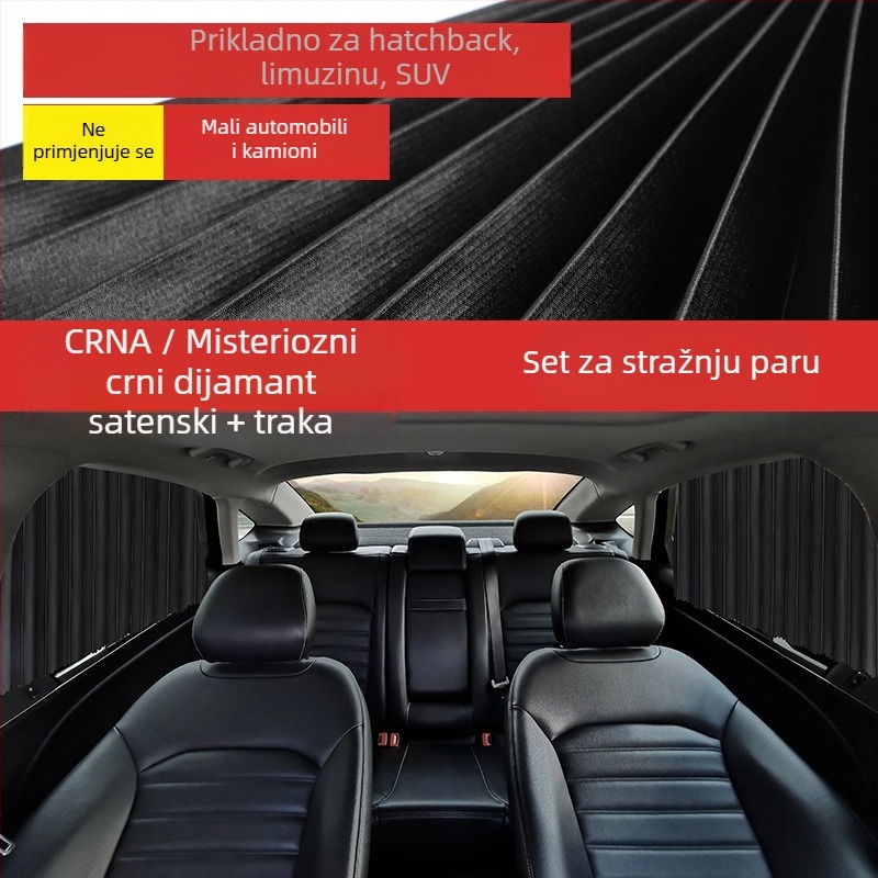 Auto zavjese i sjenilice — debele neprozirne, visići sustav montaže, univerzalno za automobile i terenska vozila